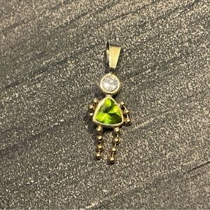 August Birthstone Girl Pendant. Peridot gemstone. 30+ years old.